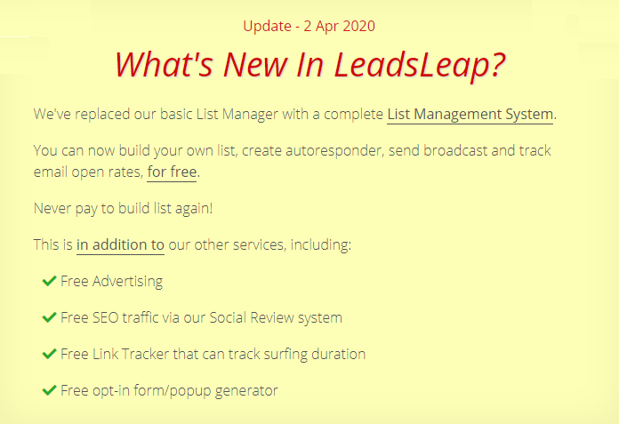 LeadsLeap Update